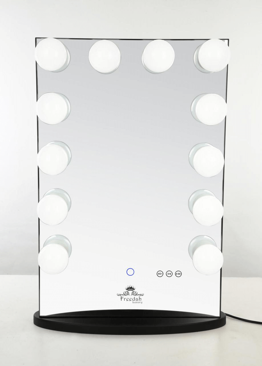 black Hollywood vanity mirror with lights